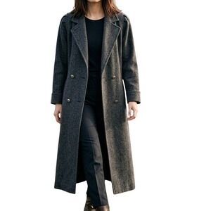 Vintage Jofeld by Forstmann Wool Blend Coat Charcoal Gray Puff Shoulder USA Made